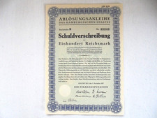 Schuldverschreibung, Anleihe, Hamburgischer Staat &uuml;ber 100 Reichsmark (1927)