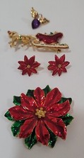 Lot of 8pc. Avon VTG Christmas Brooch and Earrings Clip On