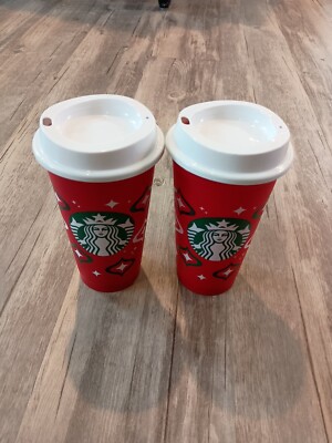 Starbucks - 2023 Holiday Reusable Red Cup - 16 oz - Set of 2 | eBay