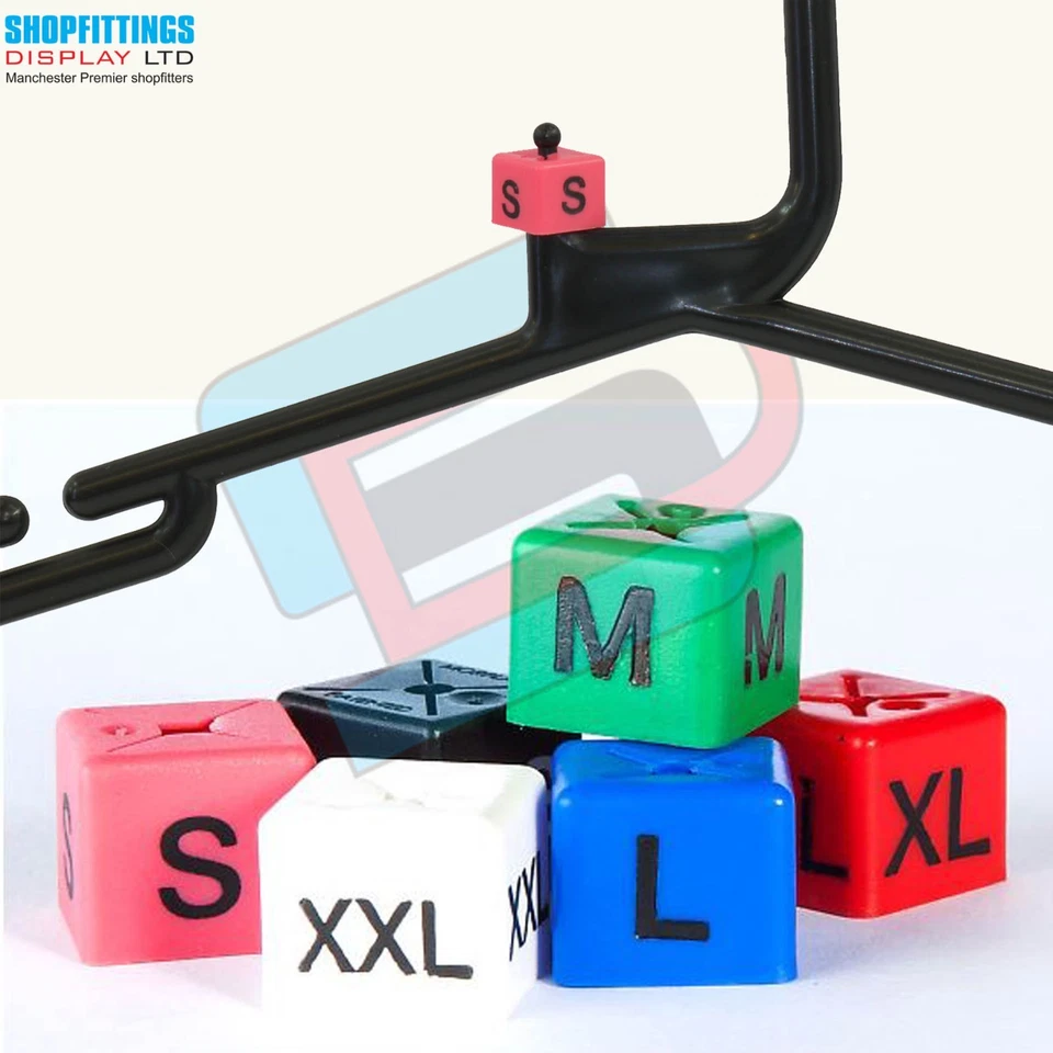 SDL SHOPFITTINGS DISPLAY NEW GARMENT CLOTHES MARKER SIZE CUBES Small Medium Large (same day dispatch)