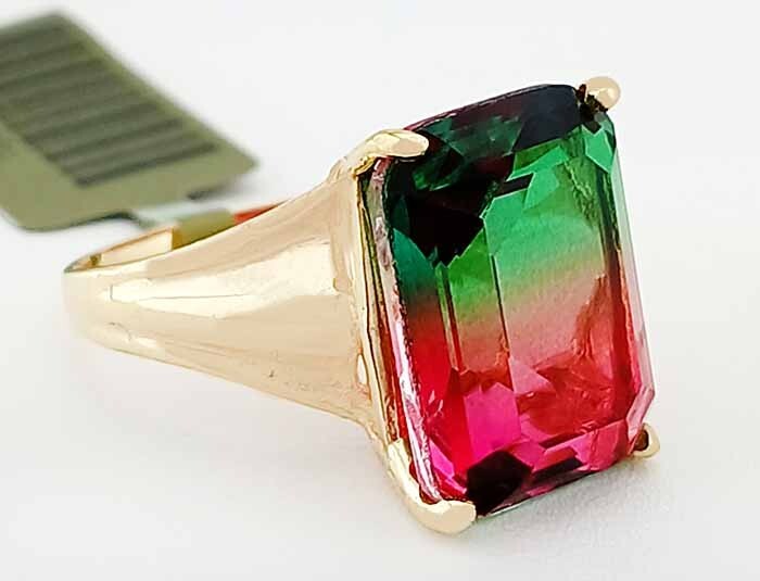 LAB CREATED 7.89 Cts TOURMALINE SOLITAIRE RING SOLID 10K GOLD - New With Tag