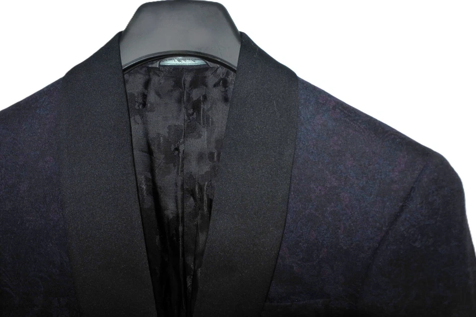 Jaqueta de jantar masculina 36R Ted Baker Josh Paisley estampa floral xale lapela smoking nova sem etiquetas - Imagem 2 de 4