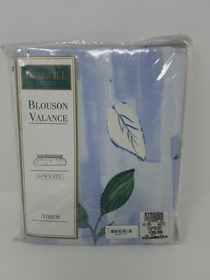 NEW Pair Croscill Atrium 5766 Blouson Valance 94 x 15 Vintage Blue Floral