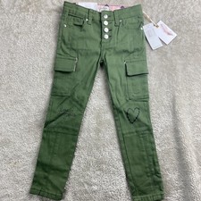 Jessica Simpson Girls Jeans Army Green Snap Button NWT Size 5 Adjustable Waist
