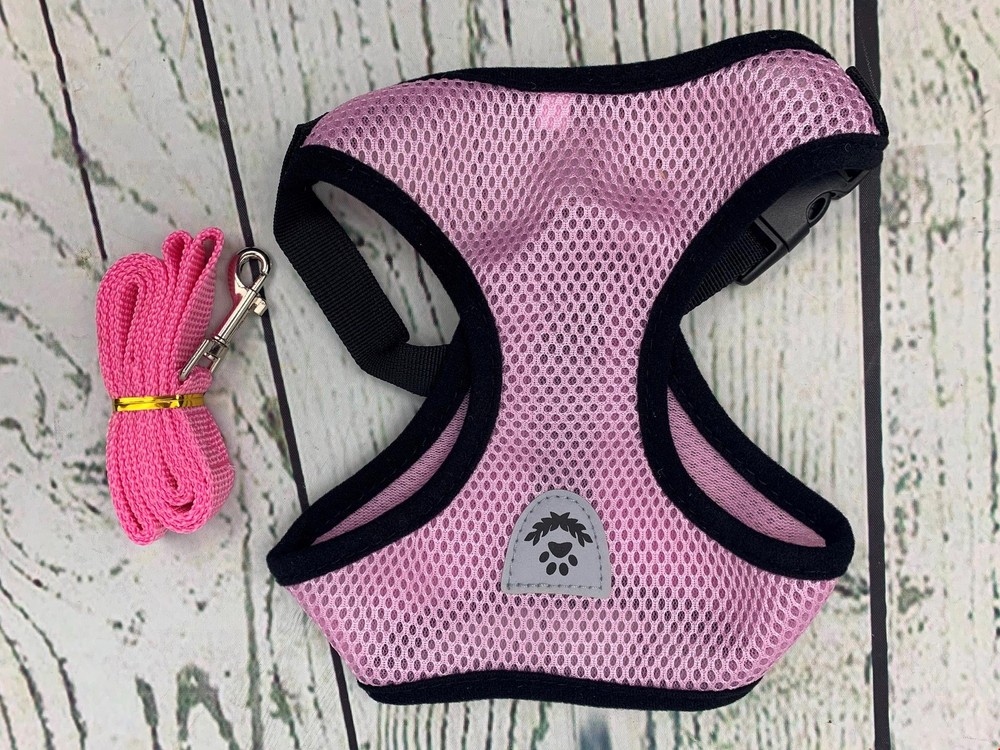 Dog Harness with Retractable Leash Set Reflective Soft Padded Mesh Walking L
