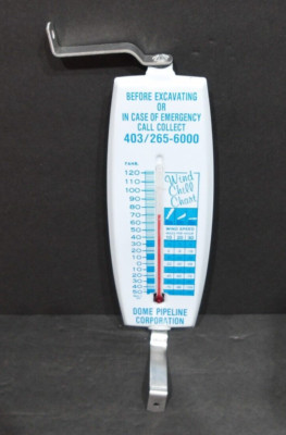 NOS Morco Dome Pipeline Corporation Metal Hanging Thermometer W/Wind Chill Works