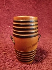 ANTIQUE VINTAGE early 1900 WOOD BARREL SHAPE NEEDLES CASE BOX SCANDINAVIA EUROPE