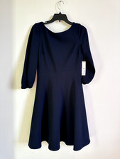Eliza J Women's Balloon Sleeve Fit & Flare Dress In Navy Size 6