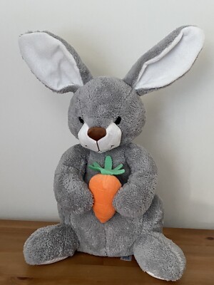 Tall Gray Bunny Rabbit & Carrot Plush 18'' Stuffed 2014 Animal Adventure Easter