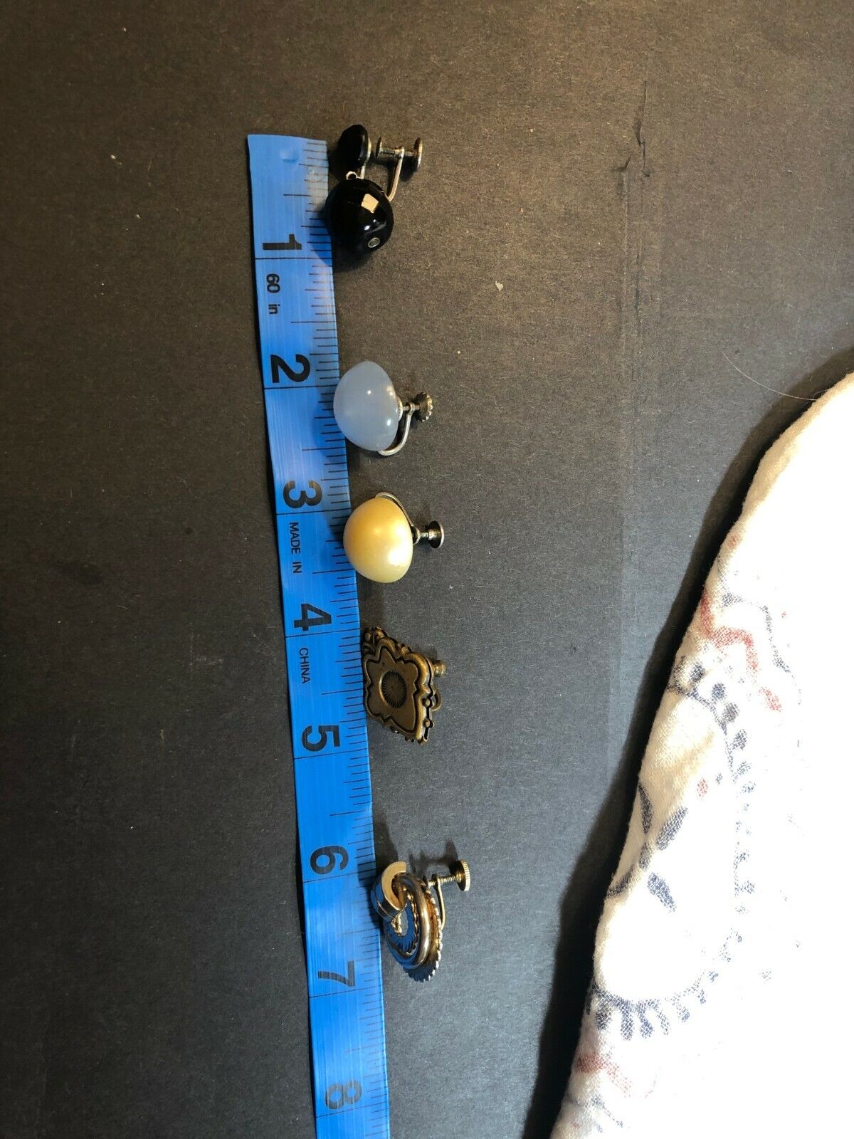Vintage Screwback Earring Lot Blue Gold Silver Bu… - image 2