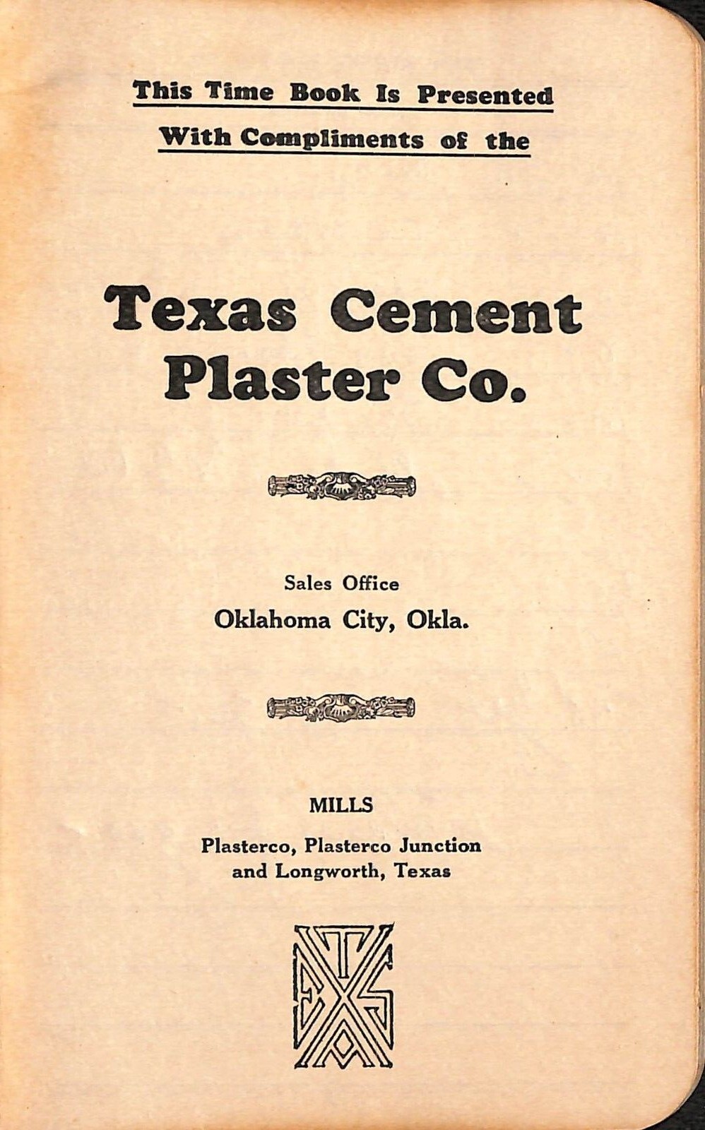 19281929 Texas Cement Plaster Oklahoma City Notebook Advertising CPB1