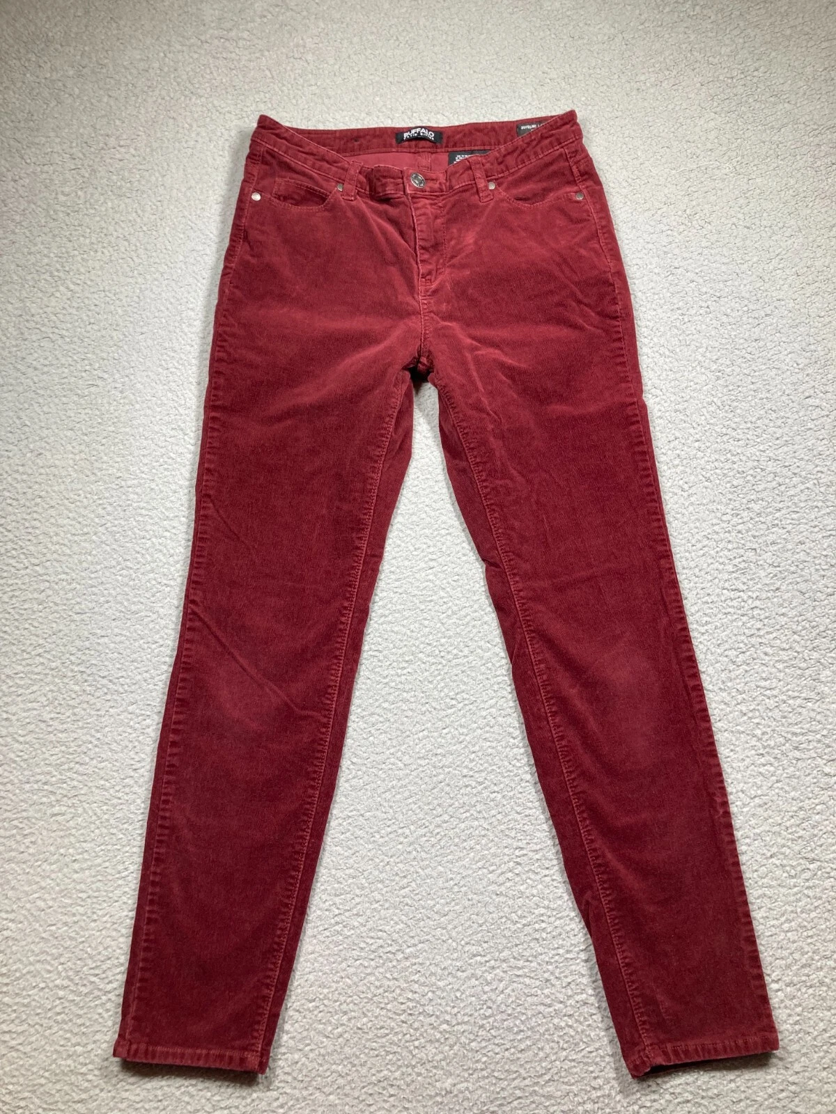 Pantalon femme Buffalo David Bitton 8/29 rouge velours côtelé suprême taille moyenne skinny