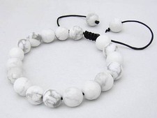 Men's Gemstone Beaded Bracelet all 10mm WHITE TURQUOISE STONE beads