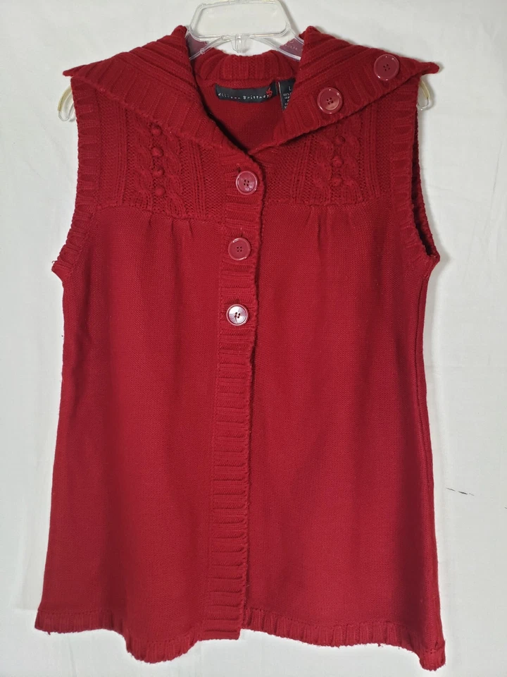 Suéter Allison Brittany Rojo Grande 3 Botones Sin Mangas Talla L Foto 2 de 4