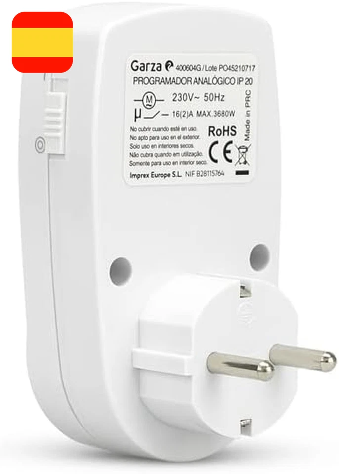 2x Temporizador analógico para interiores, enchufe programable, temporizador - Imagen 3 de 4