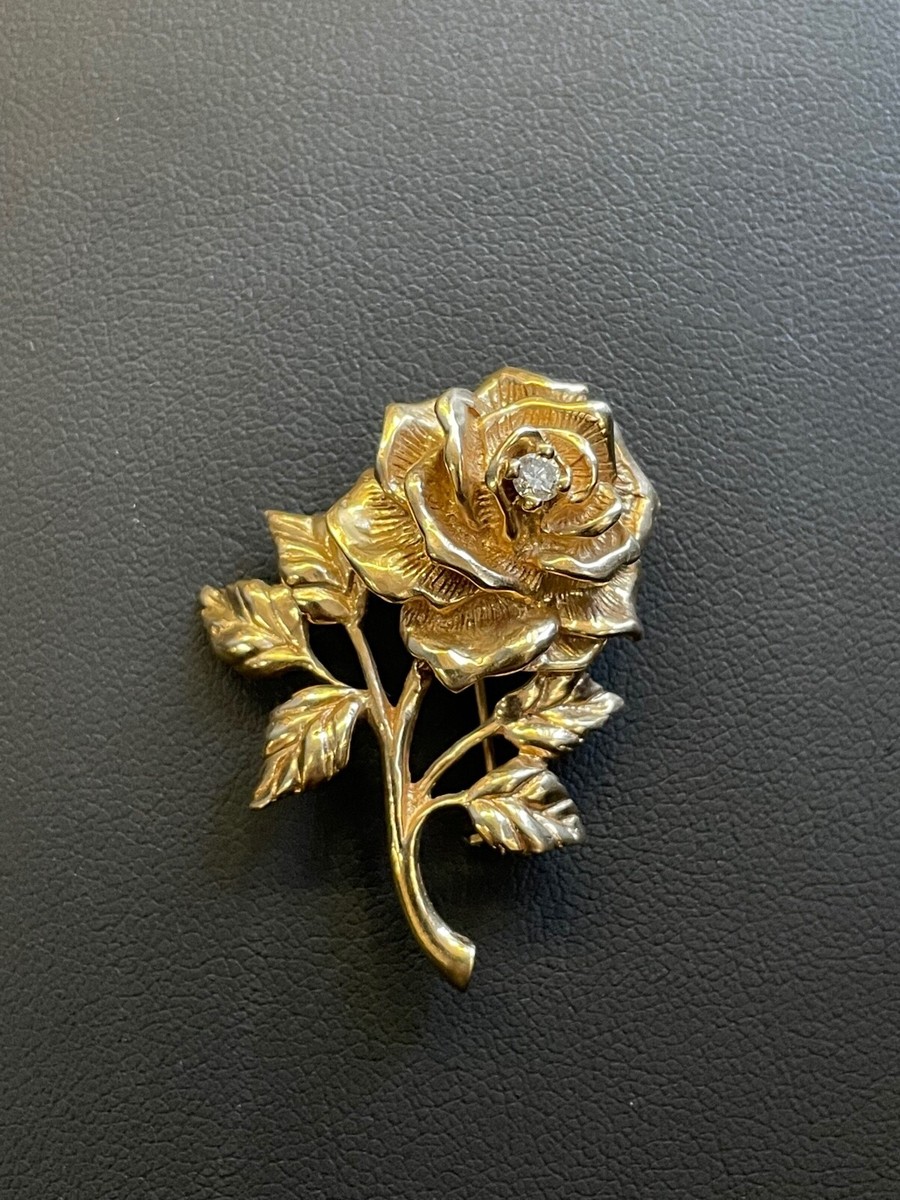 Vintage Authentic Tiffany & Co. 14K Yellow Gold Rose Flower Vintage Authentic Tiffany & Co. 14K Yellow Gold Rose Flower