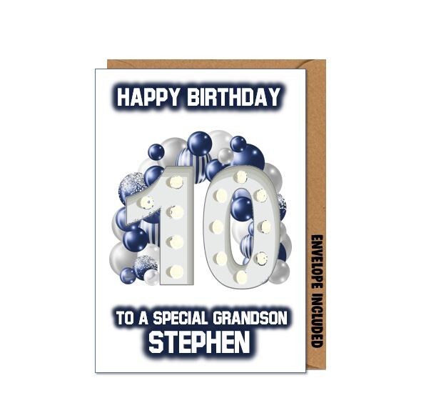 Personalised 10th Birthday Card Son Grandson Nephew Brother Cousin ...