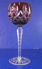 Red AJKA Hungary Crystal ARABELLA Wine Hock Cut Clear Glass 8.25" New w Label
