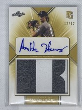 2021 LEAF PERFECT GAME YELLOW AUSTIN HENRY LOGO RC PATCH AUTO # 12/12