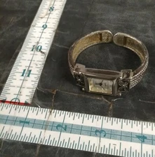 Bingham Cuff Watch Women Silver Tone Rectangle parts only