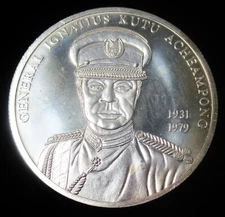 Ghana: 2002 .999 Silver 100 Sika General Ignatius Kutu Acheampong High Grade