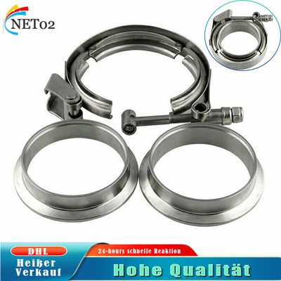 V Band Schelle Edelstahl 50 mm 2'' und 2 Anschweissringe Zentrierringe Turbo DE