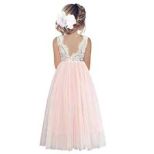 New Dress Baby Kids Summer Princess Party Lace Wedding Birthday Clothing 2-14y