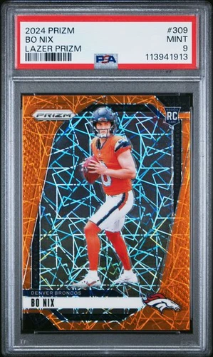 2024 Prizm #309 Bo Nix Orange Lazer Rookie PSA 9 MINT DENVER BRONCOS