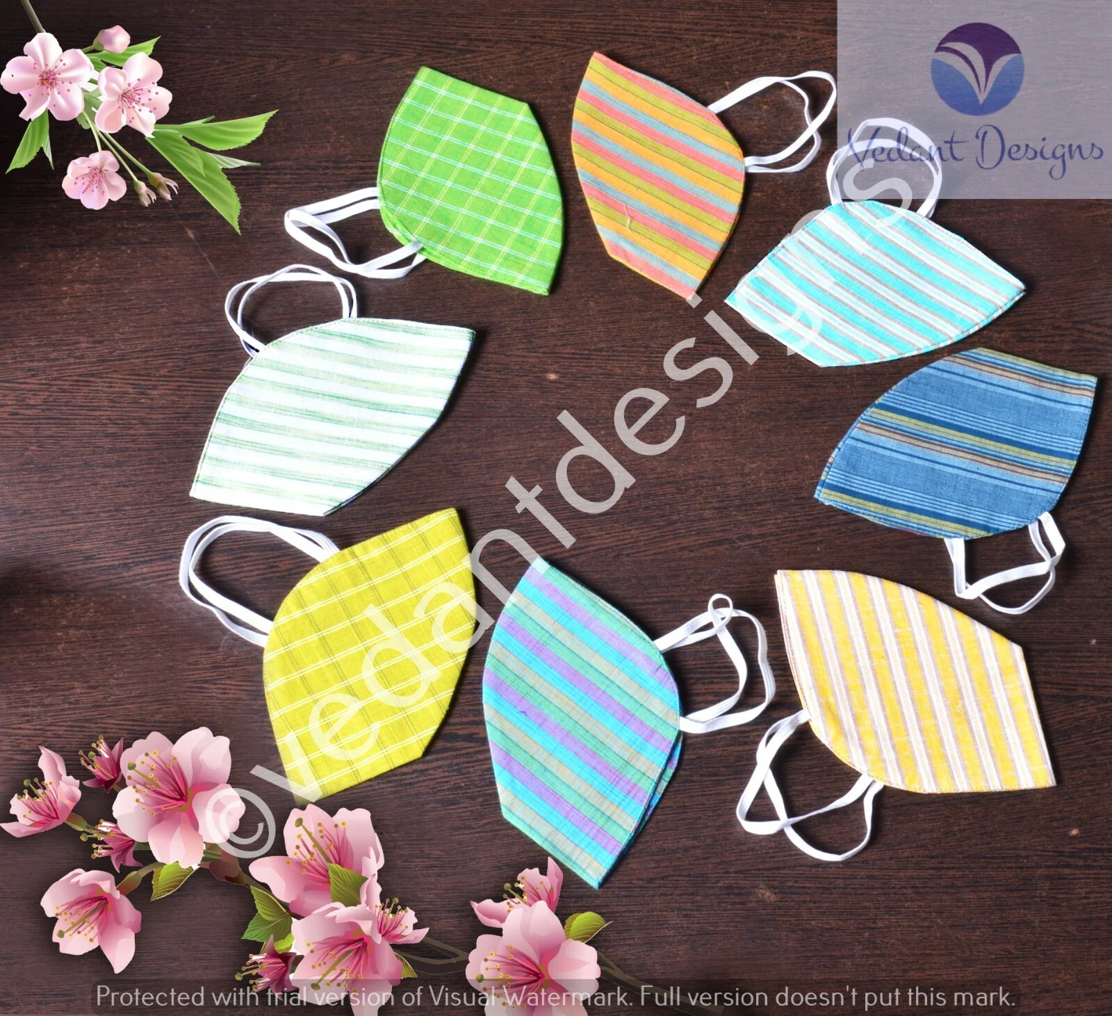 Handmade Cotton Unisex Lot Pcs Face Mask, Reusable, Washable Double Layer Indian