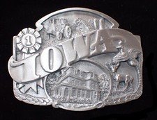 IOWA STATE BELT BUCKLE HIGHLY DETAILED SISKIYOU PEWTER NEW