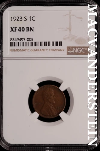 1923-S Lincoln Wheat Cent - NGC XF 40 BN - Scarce  No Reserve  #SLH32
