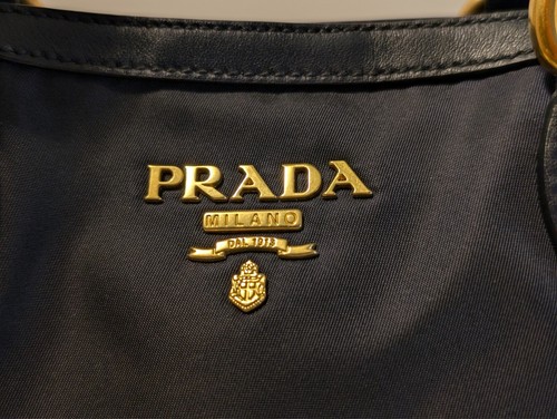 PRADA Navy Nylon Auth Medium Shoulder Bag Women - Picture 6 of 12