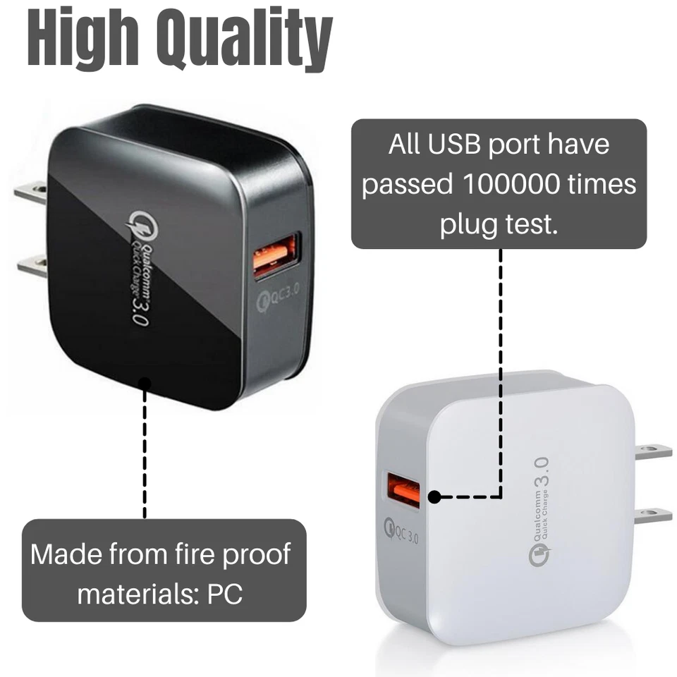 QC 3.0 Quick Charge Wall Charger USB Adapter For iPhone iPad Samsung LG US Plug - Image 3 of 4