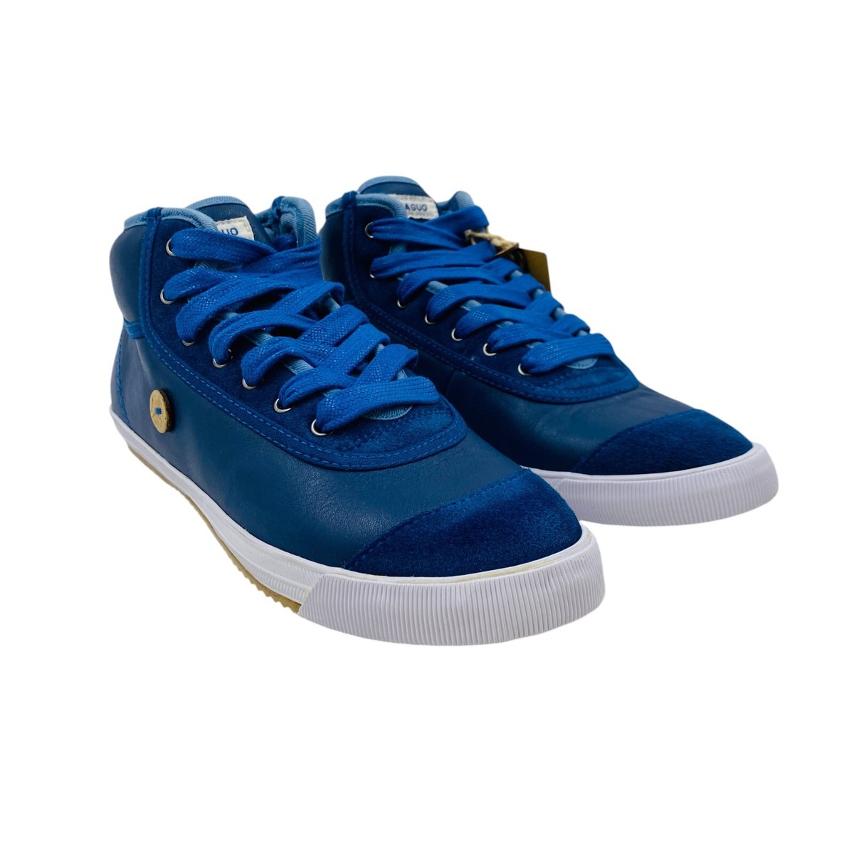 FAGUO Boys Blue Leather High Top Sneakers Trainers Shoes EU 36 UK