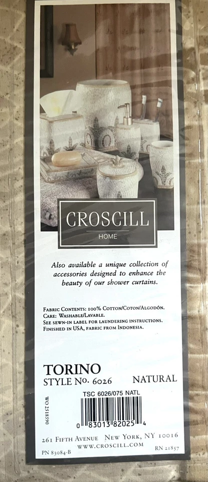 NUEVO Cortina de Ducha Croscill Home Torino Nº 6026 Nuevo en Paquete 70” C 75 Nuevo en Paquete Foto 4 de 4