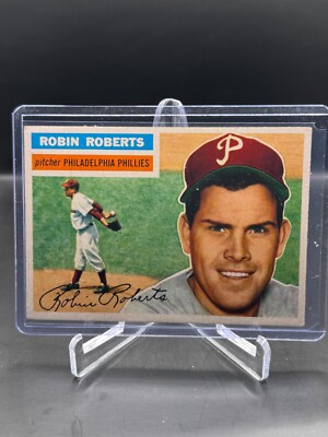 1956 TOPPS!  ROBIN ROBERTS!  PHILADELPHIA PHILLIES!  NICELY CENTERED!  #180!