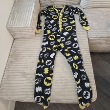 Batman One Piece Fleece Sleeper Pajamas DC Comics Button Bottom Small 4-6