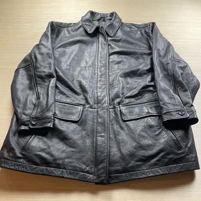 Vintage Eddie Bauer Leather Jacket XL TALL Motorcycle Full Zip