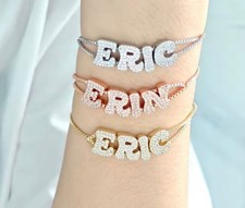 Custom Name Bracelet – Iced Letter Bracelet | Personalised Gift | Gold, Silver &