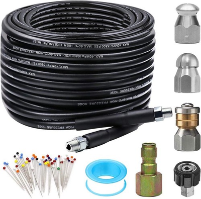 #ad Sewer Jetter Kit for Pressure Washer 50FT Newest 5800PSI Drain Cleaner 50FT $76.86