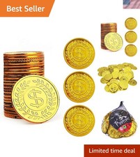 Treasure Chest of 100 Plastic Gold Coins - Perfect for Kids' Pirate Parties