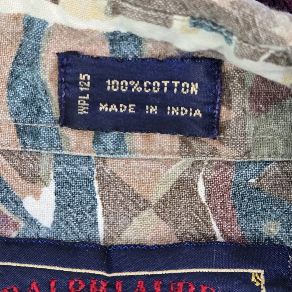 Camisa DE COLECCIÓN Ralph Lauren Chaps Hombres Abotonada L Marrón Logo Militar Años 80 90 Foto 4 de 4