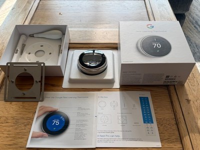 Google Nest Learning Thermostat 3rd Gen A0013 Polished Steel New Open Box