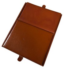 Vintage Made in England Tan Leather Travel Jewelry Case Cufflink Box Organizer