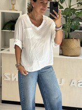 Oversized Basic Longsleeve WEIß Vokuhila Bru...