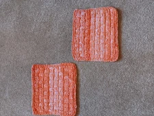 Hand Knitted Dish Cloths Set of 2 - Verigated Orange