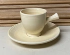 Vintage Homer Laughlin FIESTA 1930's IVORY Demitasse Cup & Saucer Stick Handle