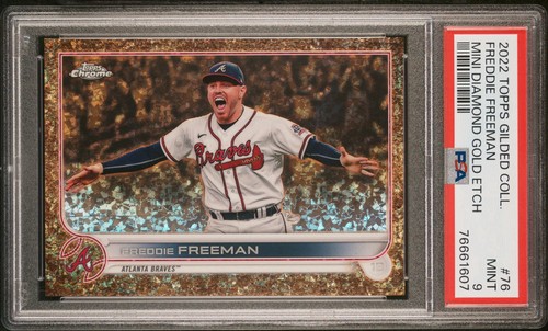 2022 Topps Gilded Freddie Freeman #76 Gold Etch Mini-Diamond /50 PSA 9