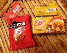 2 X  Doritos Nacho Cheese  & Eggo Waffles Holiday Ornaments 3 Inches- New + Tags