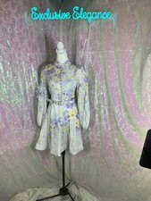 ZIMMERMANN Crushed Buttoned Lilac Floral Minidress US12/AU4 AUTHENTIC NWT